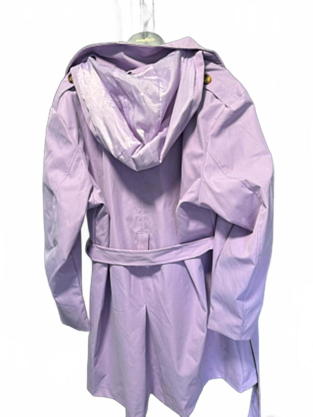 Lavender Purple Trench Coat with Hood and Belt - Picture 2 of 2